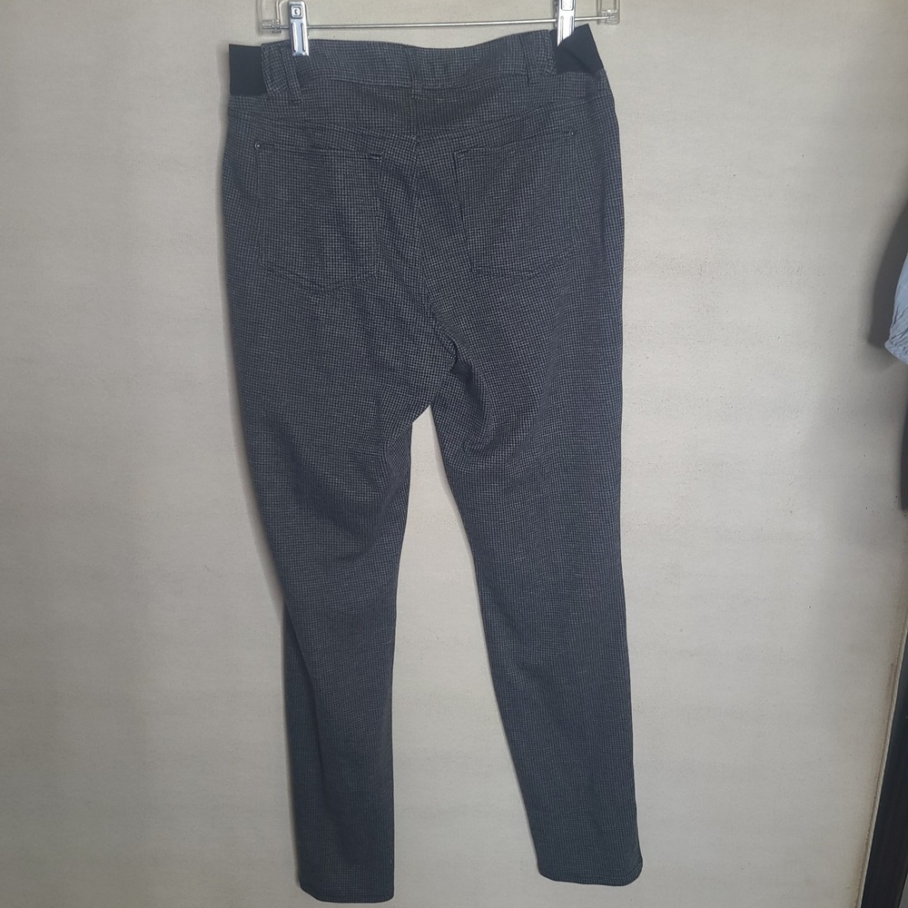 Chico's Houndstooth Slim Leg Ponte Knit Trousers Women's Size 1 Black White